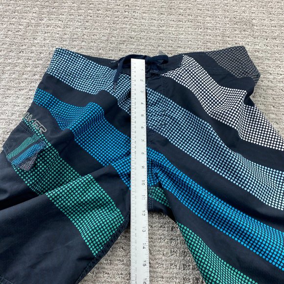 QUIKSILVER Swim Trunks Men 32 Black Blue Green Polka Dots Surf Board Shorts - Picture 10 of 11